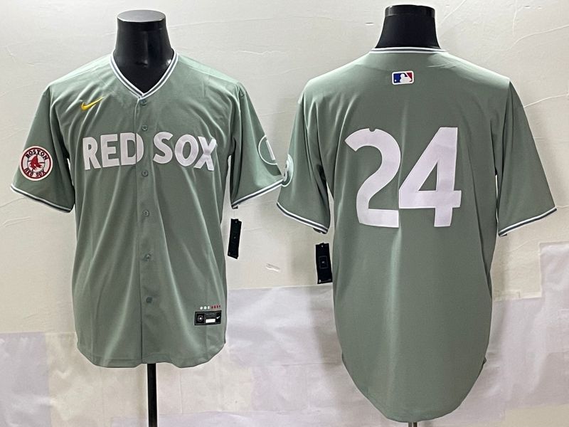 Men 2025 Boston Red Sox #24 No Name Light Green Joint Name Nike MLB Jersey style 8->boston red sox->MLB Jersey